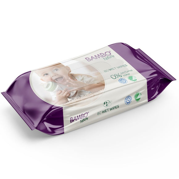Premium Bambo Nature Baby Wipes (Suitable for hands and face) 80 pcs / pack